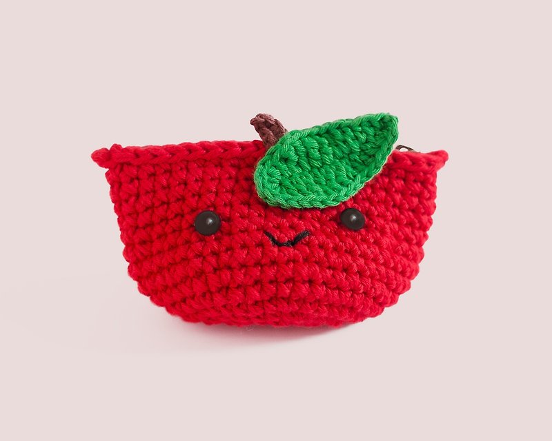 Coin purse - Crochet the Red Apple. - 零钱包 - 棉．麻 红色