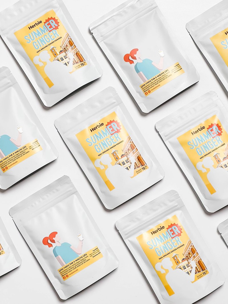 植物．花 果汁/蔬果汁 黄色 - Summer Ginger Set | Organic ginger powder 70 g x 10 packs