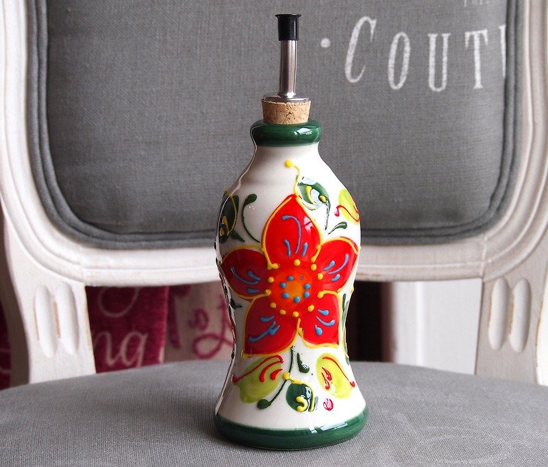 法式彩绘酱料瓶/陶瓷瓶 - 调味罐/酱料瓶 - 瓷 白色