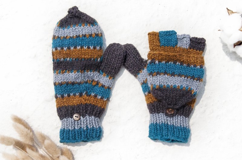 手织纯羊毛针织手套/可拆卸手套/内刷毛手套/保暖手套-北非撒哈拉 - 手套 - 羊毛 多色