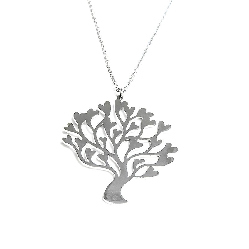 Abstract cute heart tree pendant - 项链 - 铜/黄铜 银色