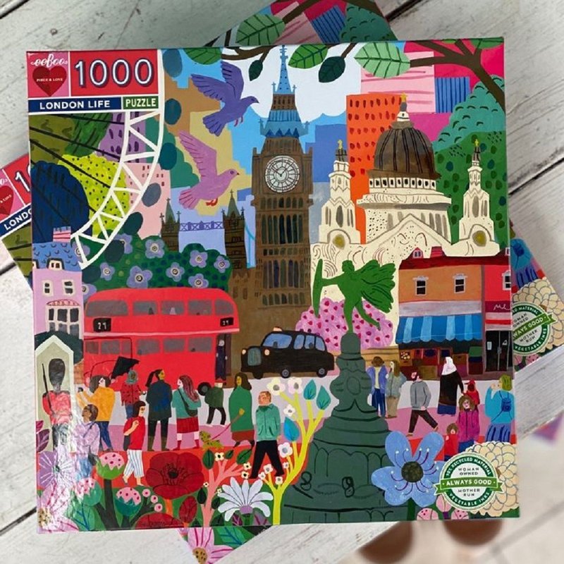 eeBoo 1000片拼图 - 伦敦生活 London Life 1000 Piece Puzzle - 拼图 - 纸 绿色