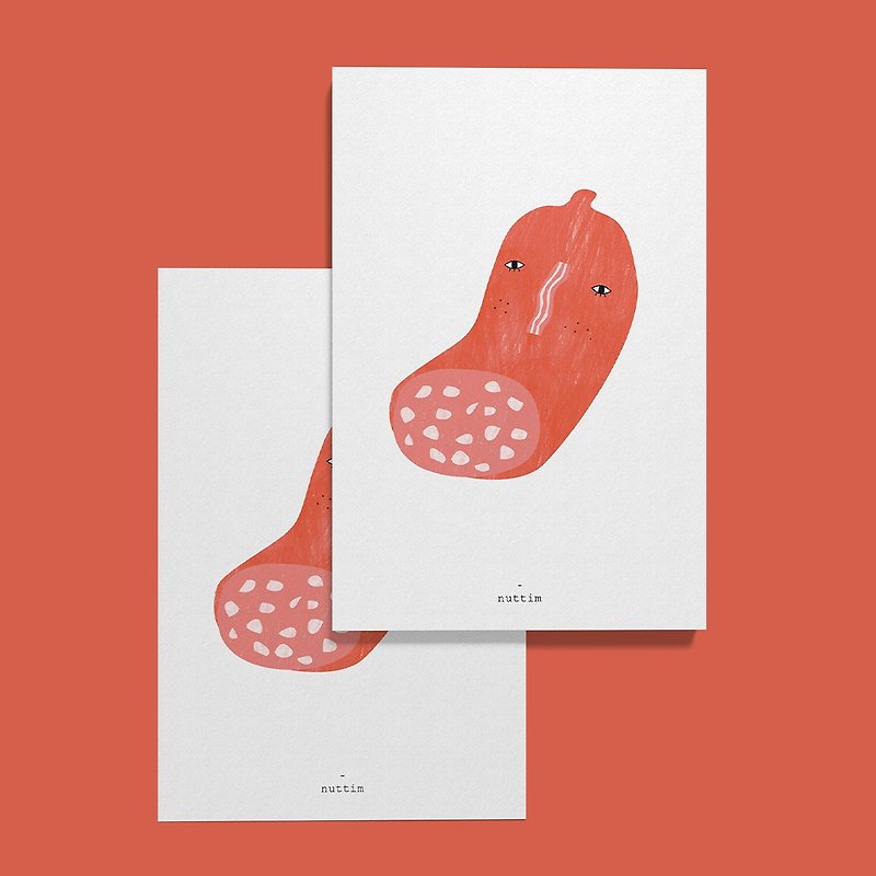 Postcard : Sausage - 卡片/明信片 - 纸 粉红色