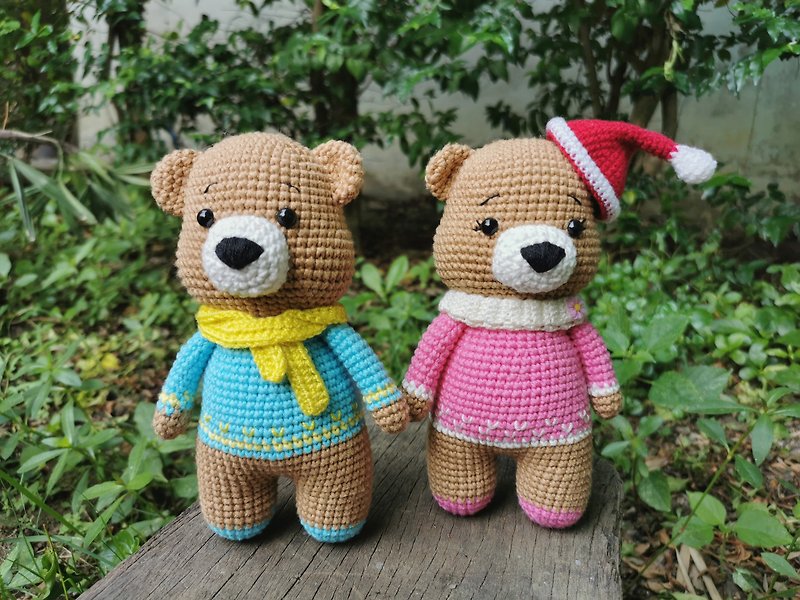 Animal doll crochet bear amigurumi gifts couple aniversary - 其他 - 聚酯纤维 咖啡色