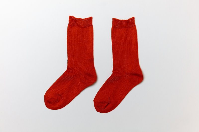 リネンニット ソックス　レッド　22-24cm - 袜子 - 棉．麻 红色