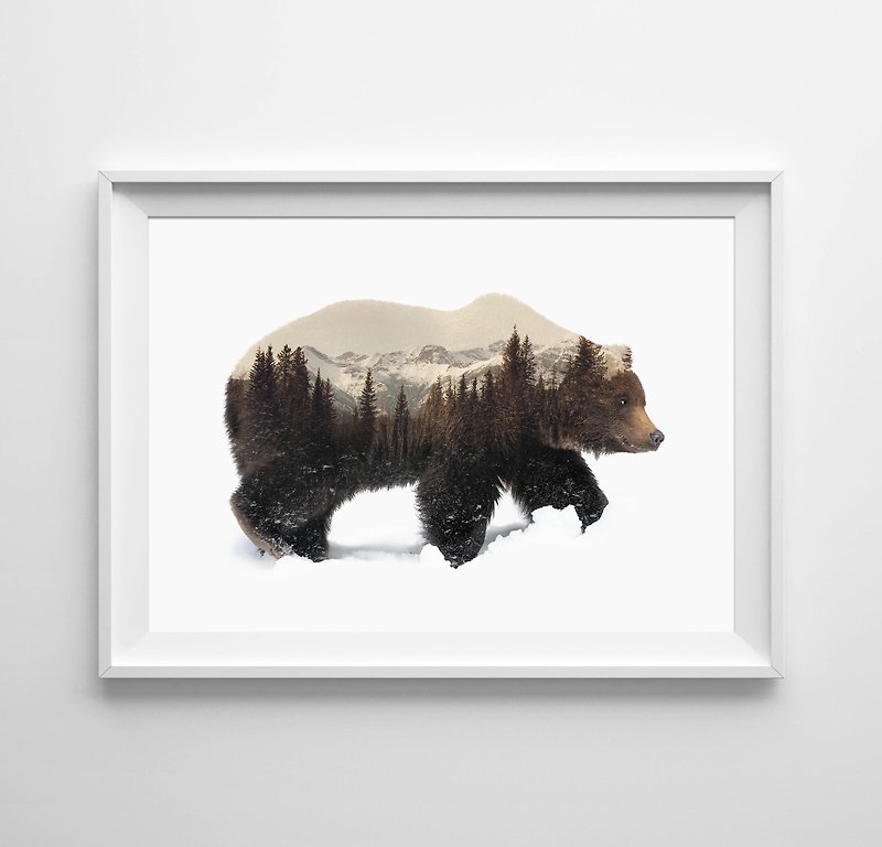 Bear in winter 可定制化 挂画 海报 - 墙贴/壁贴 - 纸 白色
