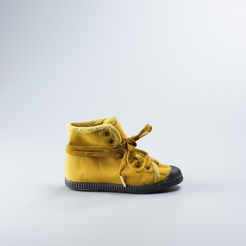 西班牙帆布鞋 冬季刷毛 黄色 黑头 洗旧  959777 童鞋尺寸 - 童装鞋 - 棉．麻 黄色