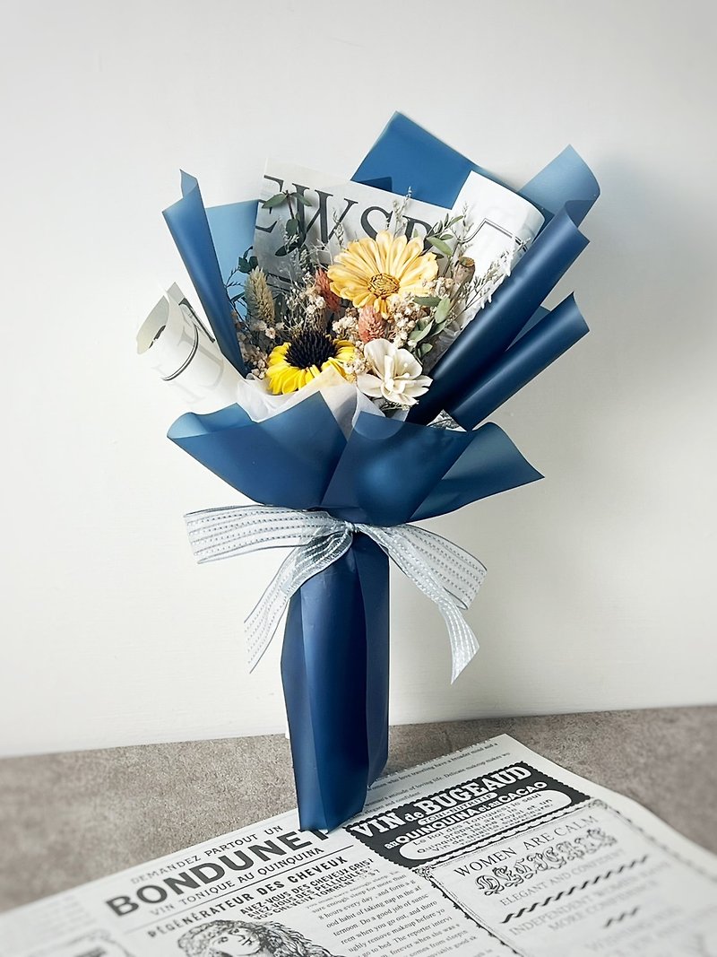 藏蓝色系-毕业花束 父亲节花束 干燥花束 谢师感恩花束 - 干燥花/捧花 - 植物．花 