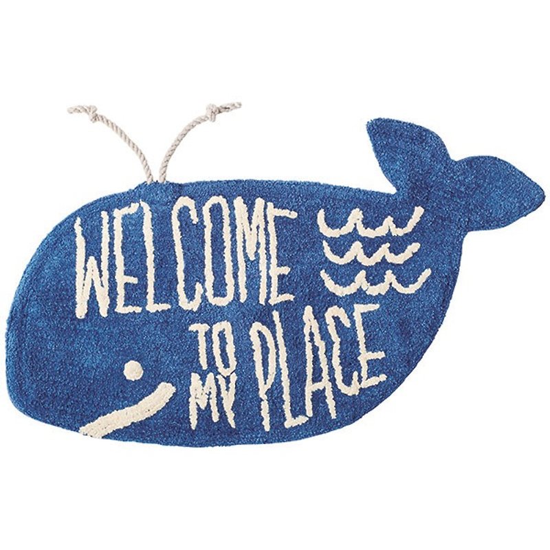 Welcom Whale- 欢迎鲸造型地垫 - 被子/毛毯 - 纸 蓝色