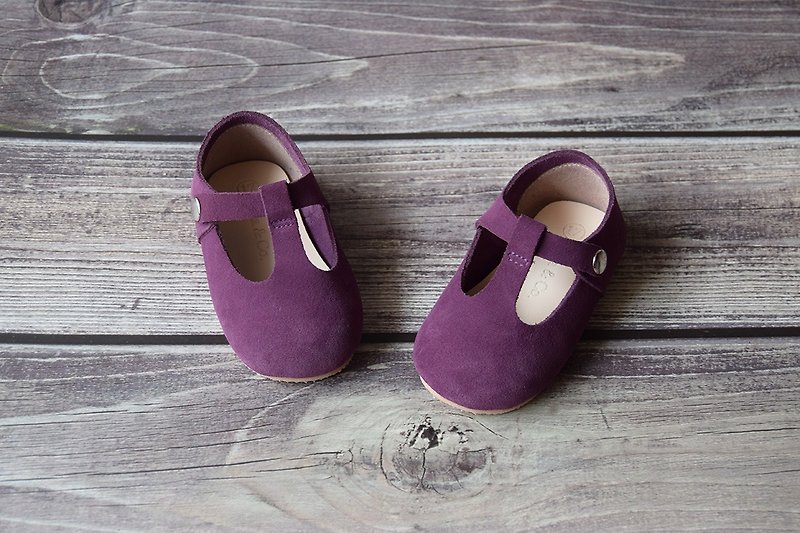 紫色学步鞋 周岁礼物 女宝宝礼物 婴儿鞋 女童鞋  小孩礼物 周岁 - 童装鞋 - 真皮 紫色