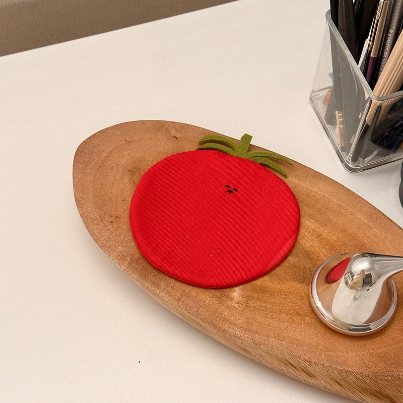 番茄杯垫 - 杯垫 - 棉．麻 红色