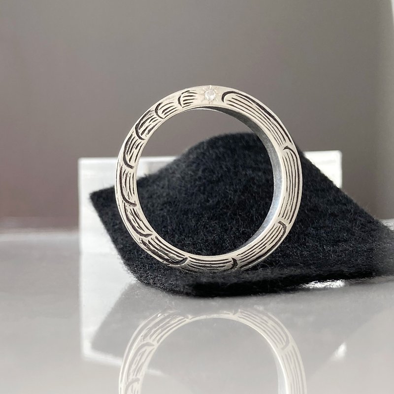 成长之羽 雕金纯银戒指silver925 - 戒指 - 纯银 银色