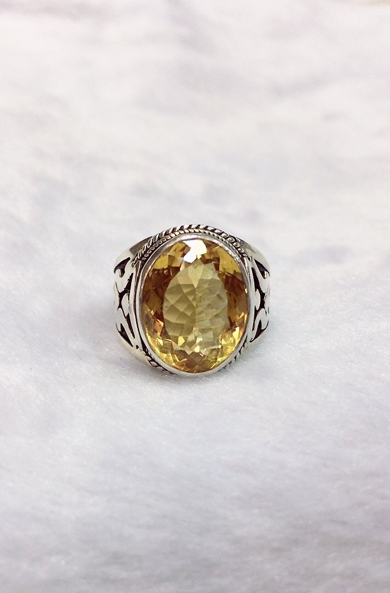 黄水晶 尼泊尔特色款 尼泊尔手工制 925纯银 - 戒指 - 宝石 