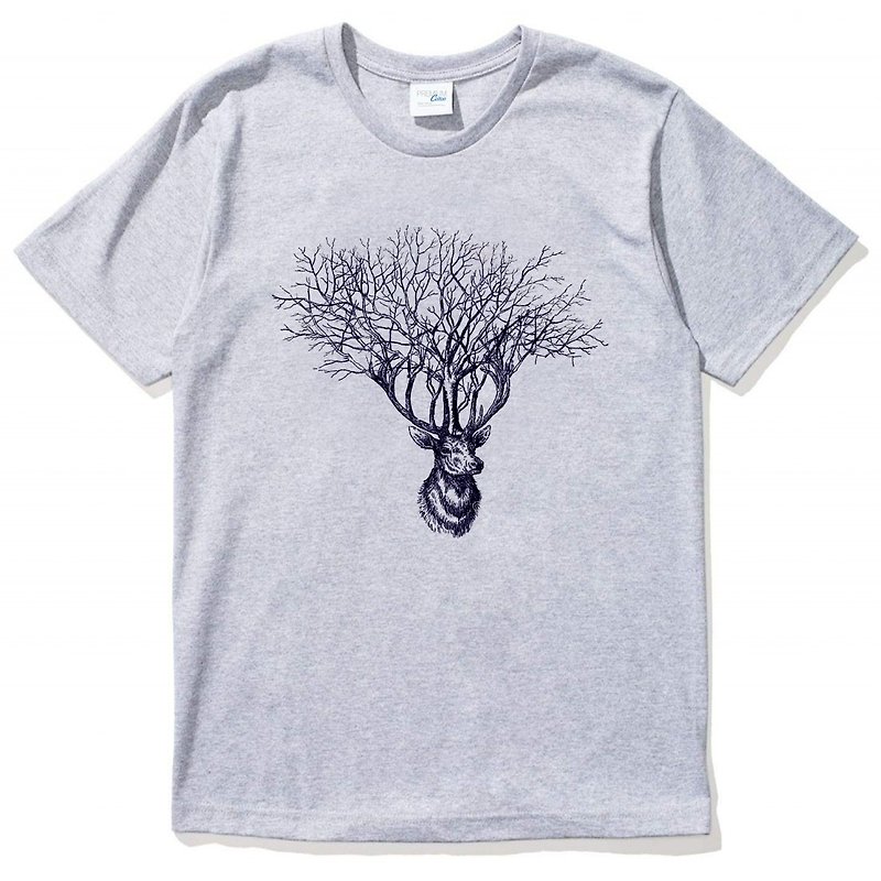 Deer Tree【现货】短袖t恤 灰色 鹿树麋鹿设计文青自创品牌动物 - 男装上衣/T 恤 - 棉．麻 灰色