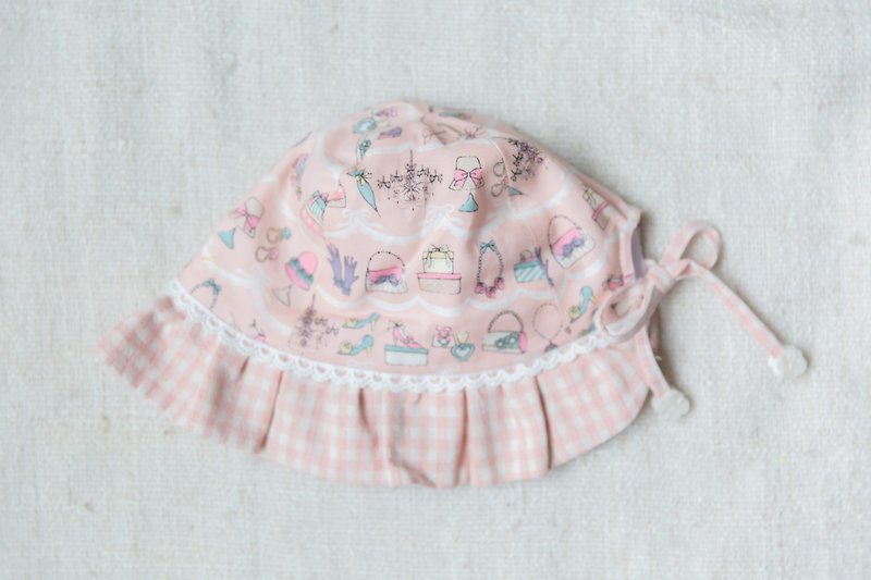 手工荷叶边婴儿帽-小小化妆台 - 围嘴/口水巾 - 棉．麻 粉红色