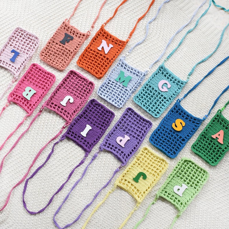 Phonia phone case crochet bag / birthday gift - 手机壳/手机套 - 棉．麻 多色