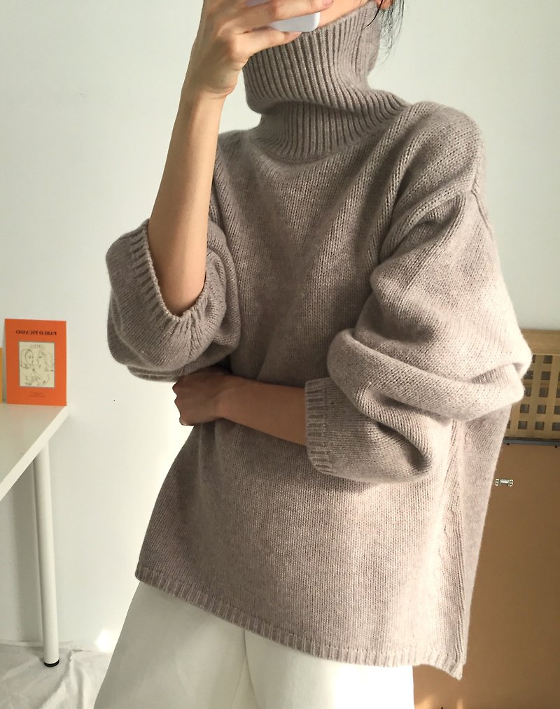 Liv Sweater 藕驼色落肩纯羊毛毛衣 纱线断货 - 女装针织衫/毛衣 - 羊毛 
