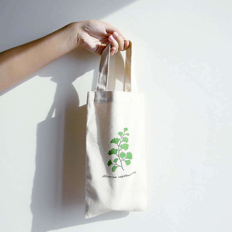 植物学家的水壶袋 / 手工网版印刷 - 随行杯提袋/水壶袋 - 棉．麻 绿色