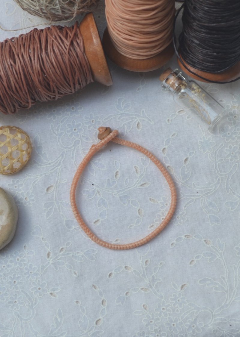 棉．麻 手链/手环 - plain bracelet in pale orange