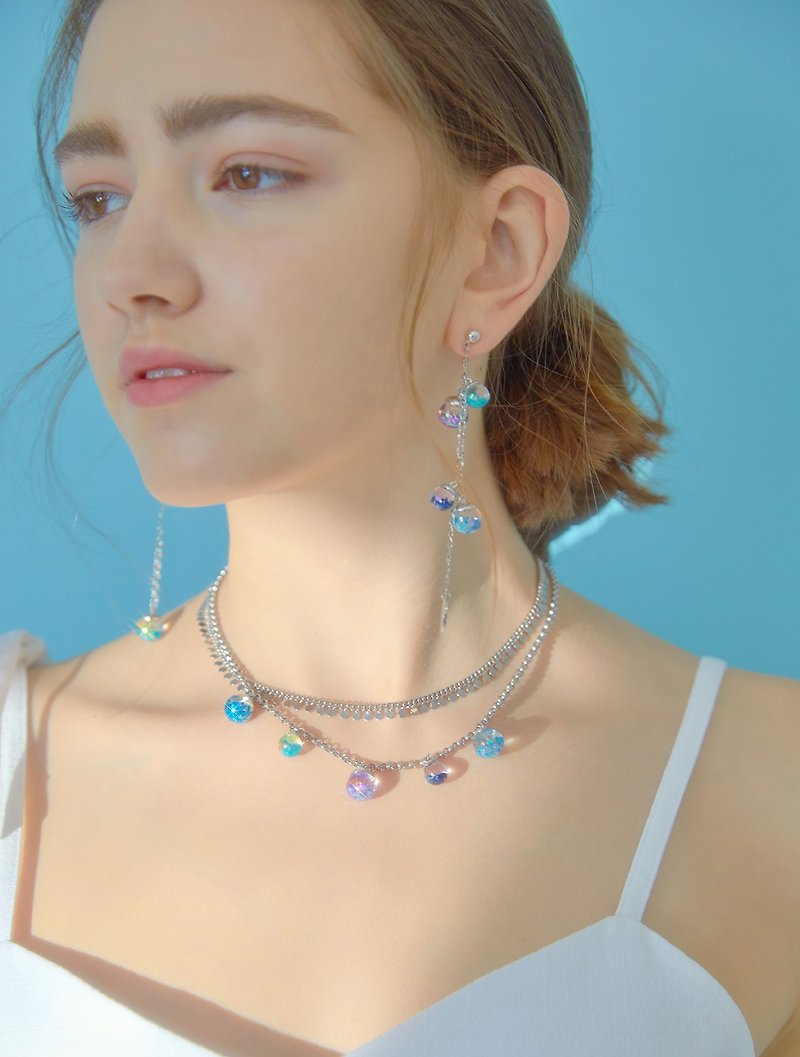 Snowball Sea Form Necklace - 项链 - 玻璃 