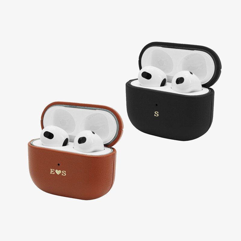 真皮革定制化礼物手造防摔AirPods Pro收纳皮套 保护套 - 耳机收纳 - 真皮 黑色