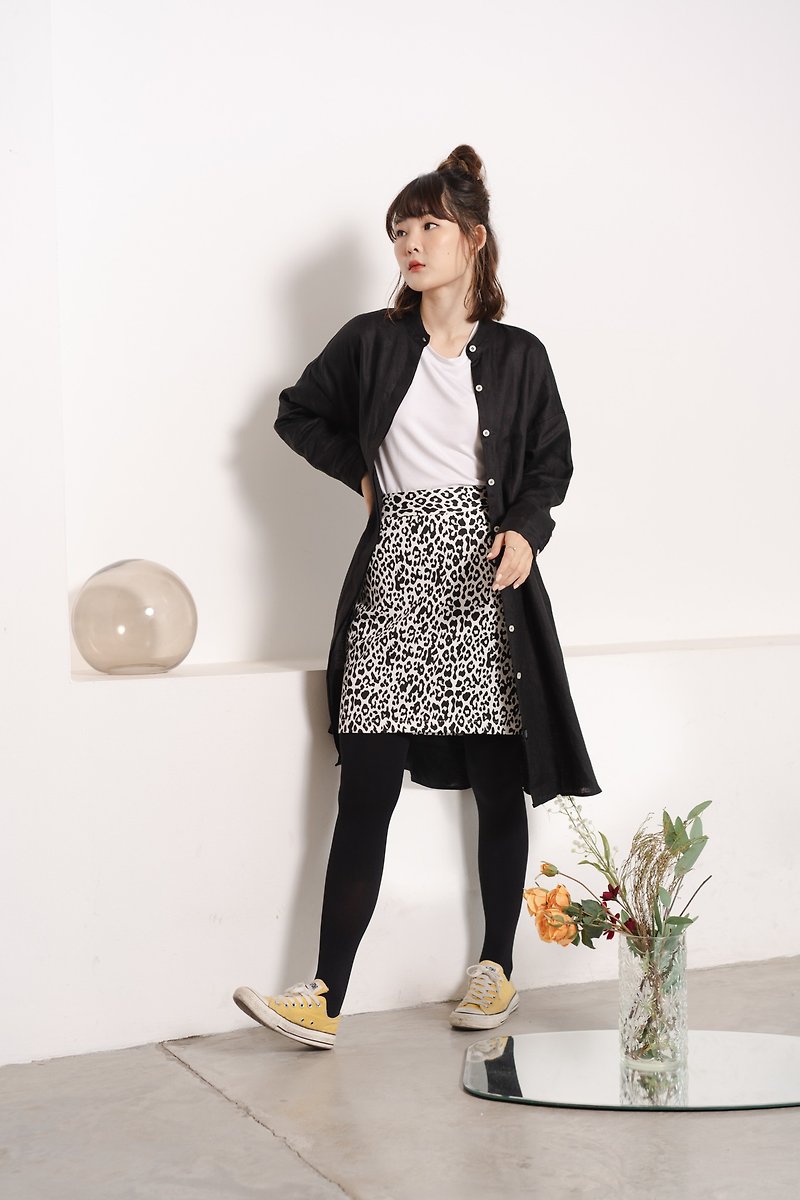 【Off-season sale】Canvas Skirt - Snow Leopard - 裙子 - 棉．麻 白色