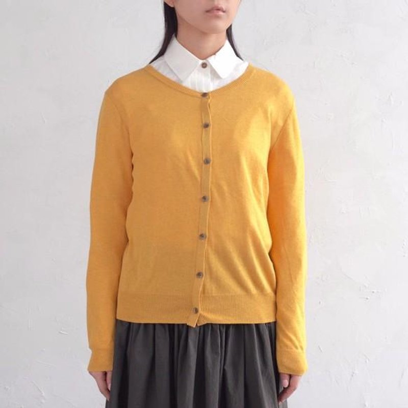 草木染ショートカーディガン 桑染 - 女装针织衫/毛衣 - 其他材质 黄色