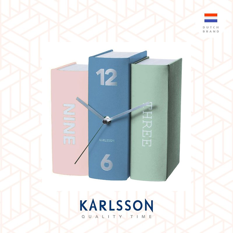 荷兰Karlsson 书本形枱钟 Table clock Book pastel tones paper - 时钟/闹钟 - 纸 多色