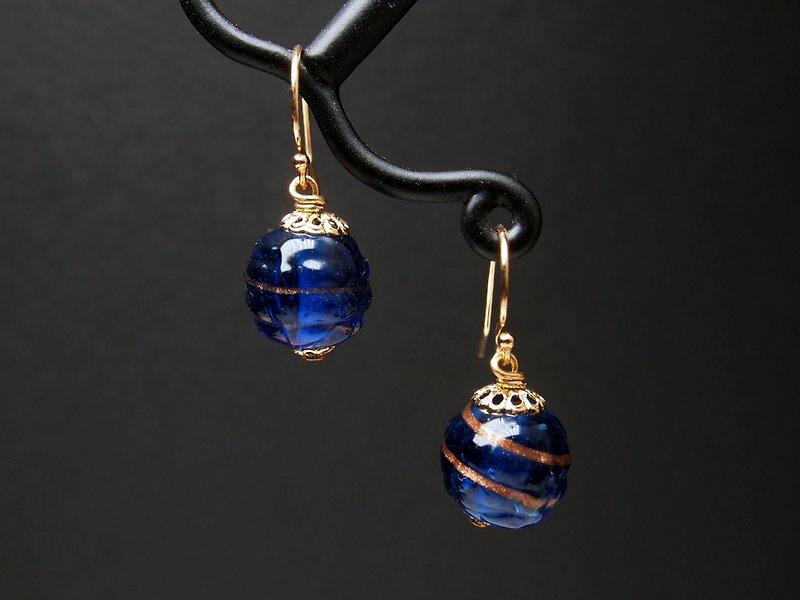威尼斯穆拉诺琉璃珠耳环 #GE0459 - 耳环/耳夹 - 玻璃 蓝色