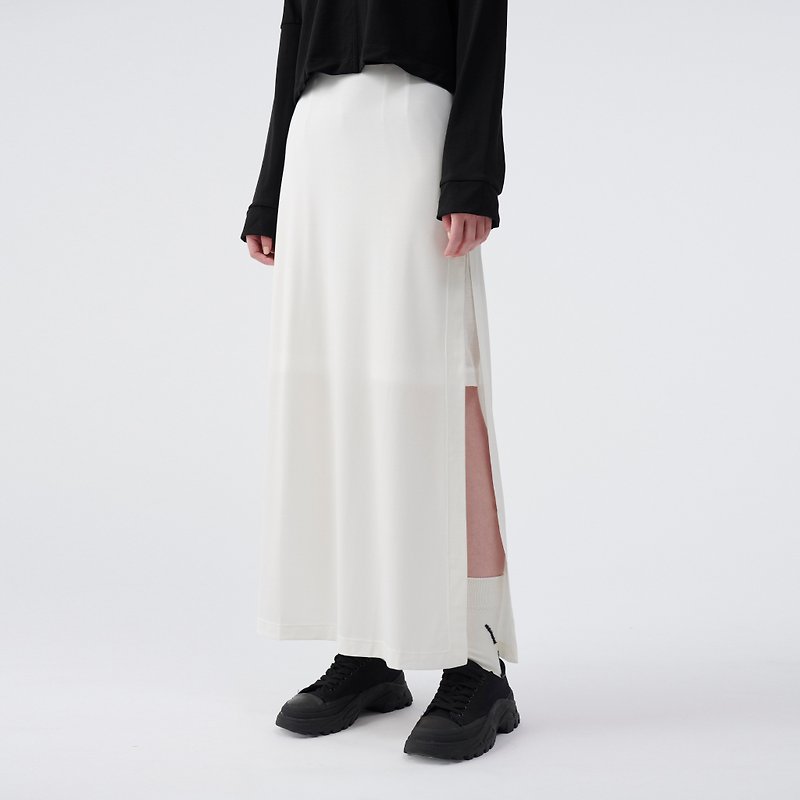 针织双层长裙 - 裙子 - 其他人造纤维 白色