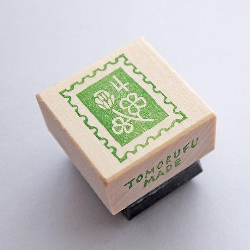 消しゴムはんこ　切手　No.4　クローバー - 印章/印台 - 木头 绿色