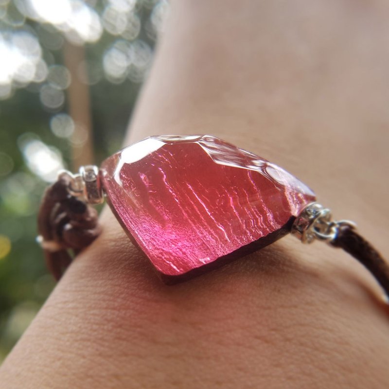 bracelet resin wood | Bracelet : Pink Milk - 手链/手环 - 木头 蓝色