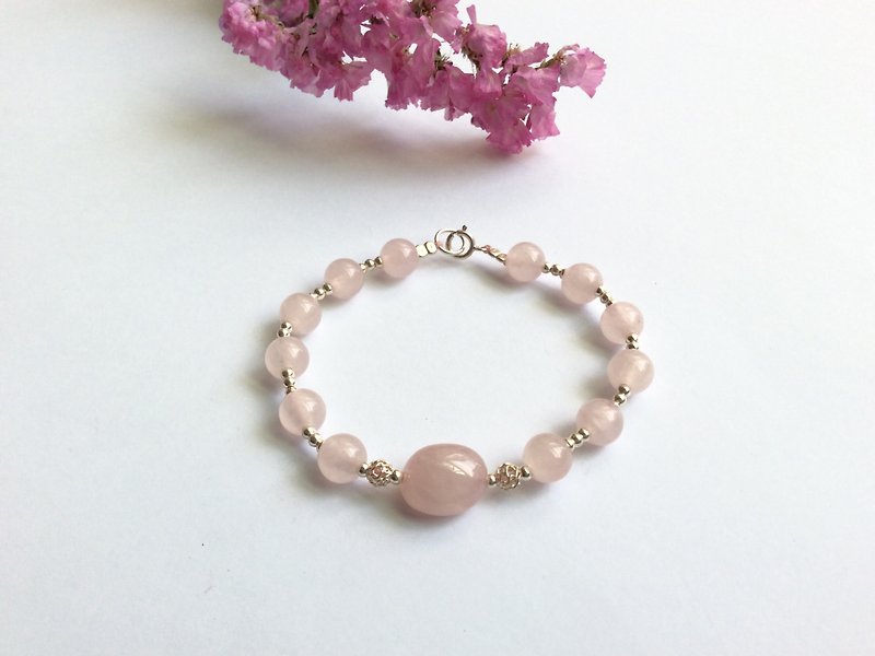 Ops Rose Quartzx silve bracelet -粉晶/纯银/粉嫩/手链 - 手链/手环 - 宝石 粉红色
