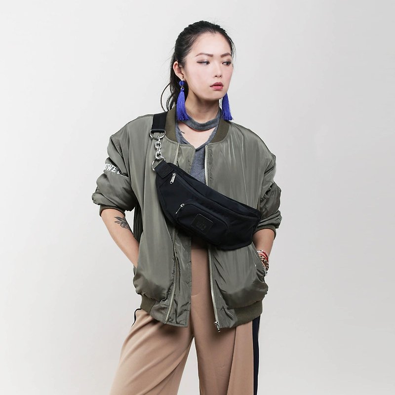 【RITE】军袋系列 -复古腰包(小) - 尼龙黑 - 侧背包/斜挎包 - 防水材质 黑色