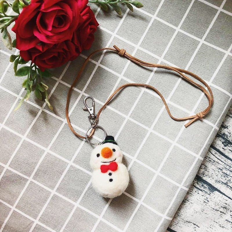 羊毛毡绅士雪人 项链 钥匙圈 证件扣 定制化礼物 圣诞礼盒 - 项链 - 羊毛 白色