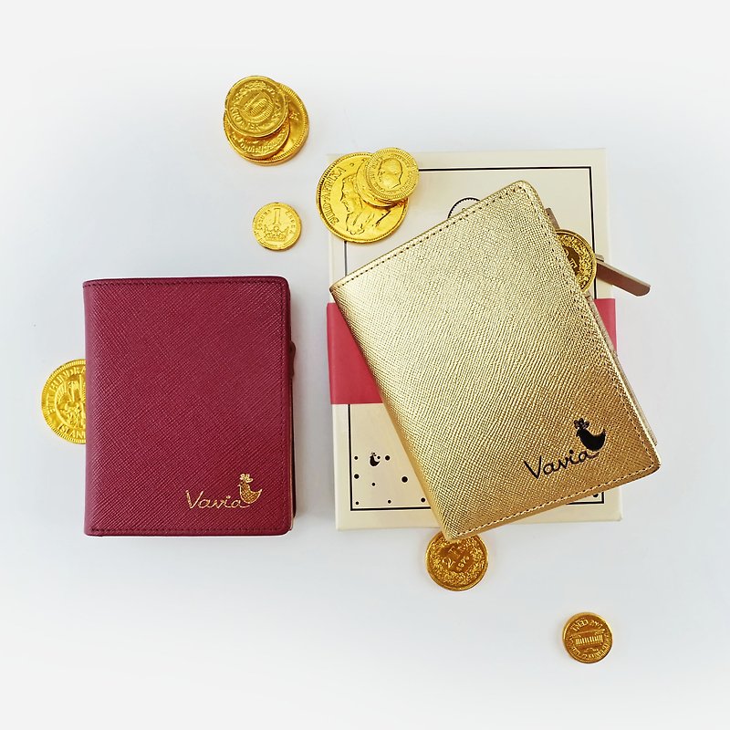 Wealth Wallet: 2 pocket book wallets (genuine leather 100%) - 皮夹/钱包 - 真皮 红色