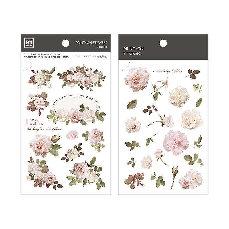 【Print-On Stickers 转印贴纸】no.34-古典玫瑰 | 花草系列 - 贴纸 - 其他材质 粉红色