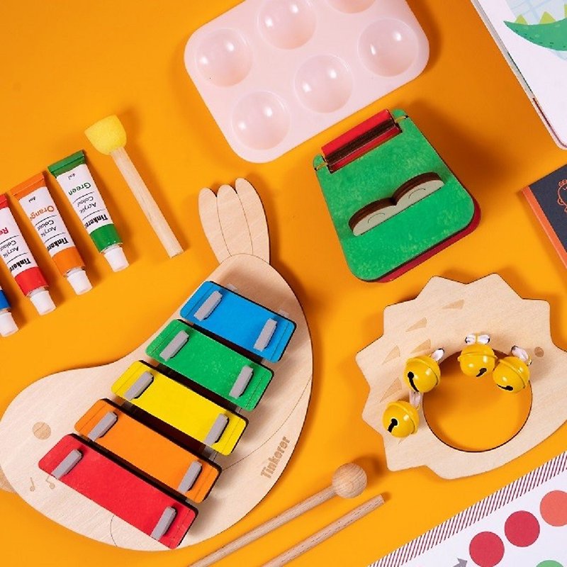 Tinkerer Box音乐组 DIY 礼物 益智玩具+故事书+益智游戏 涂色 - 玩具/玩偶 - 木头 橘色