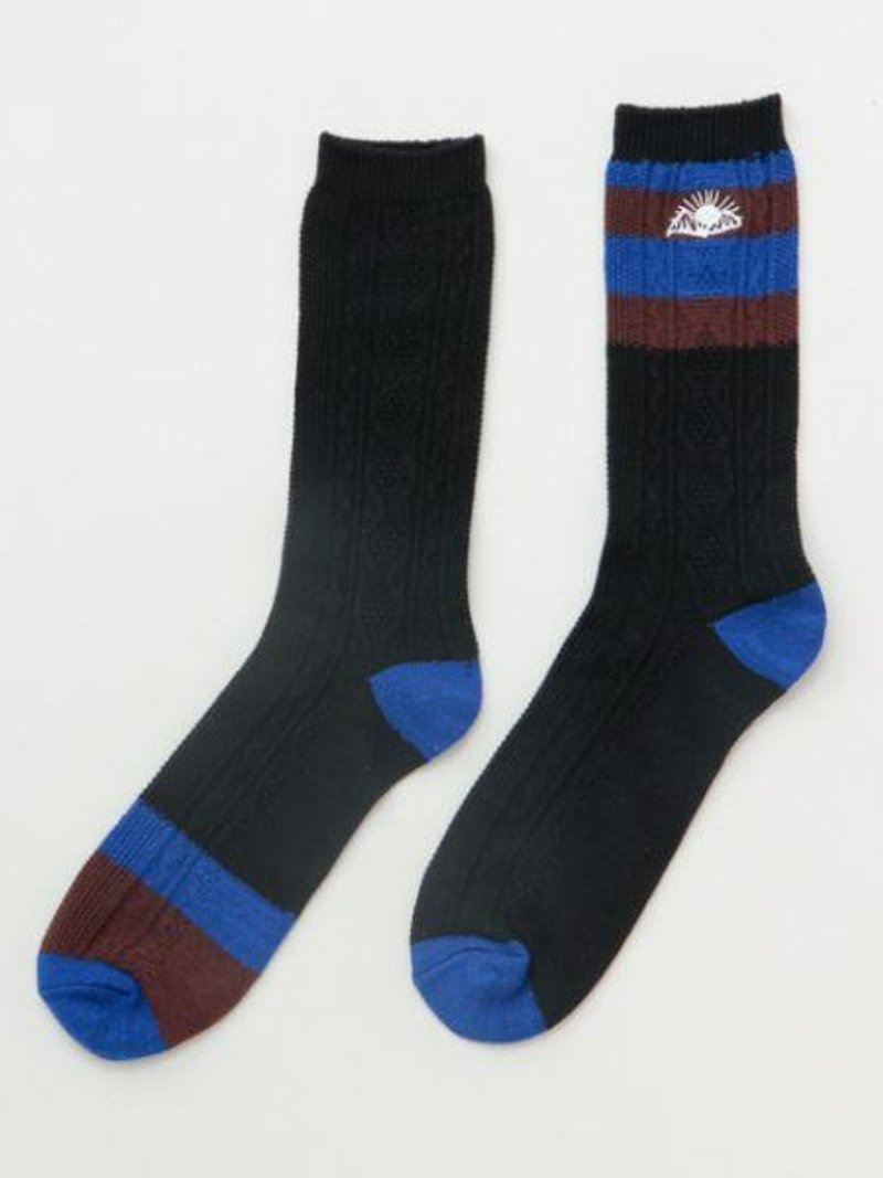 Asymmetrical Striped Mid Socks 25～28cm - 袜子 - 其他材质 