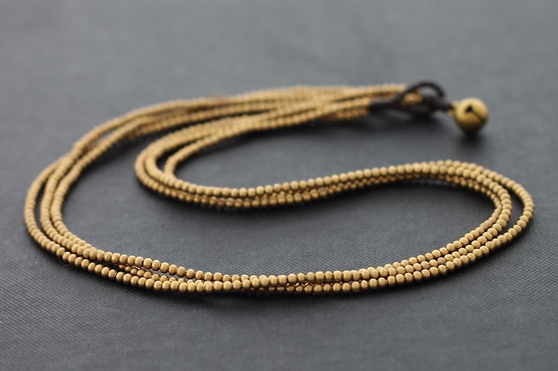 串珠的原始的坚实黄铜项链被编织的多条链简单的项链 - 项链 - 其他金属 金色