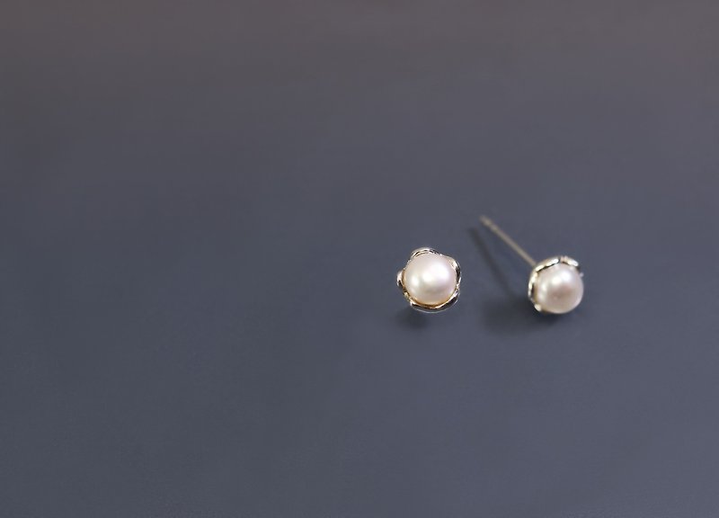 图像系列-天然珍珠925银耳环(一对) - 耳环/耳夹 - 纯银 