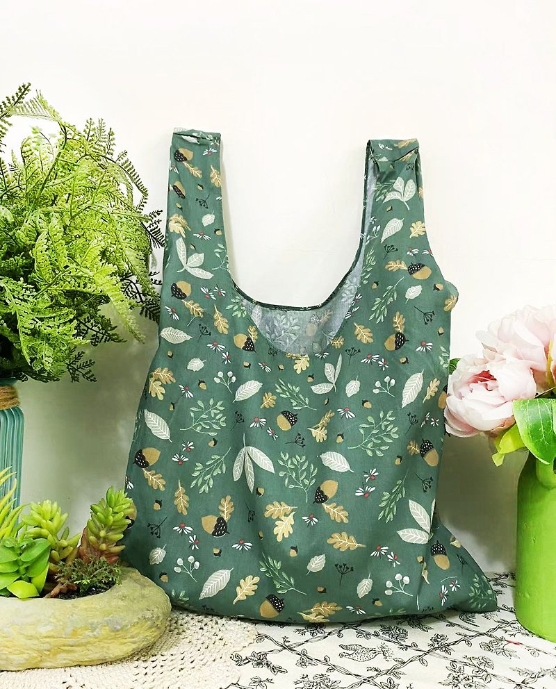 北欧风格绿色森林图案手提袋购物袋环保袋 - 手提包/手提袋 - 棉．麻 绿色