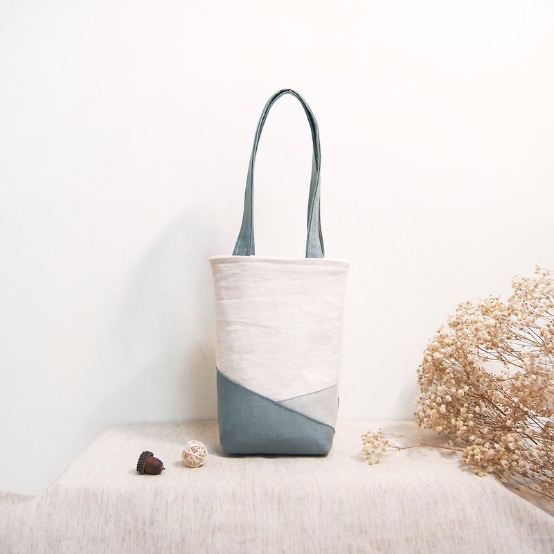 自然原质系列拼色棉布环保饮料手提袋水壶袋-精灵灰 - 手提包/手提袋 - 棉．麻 灰色