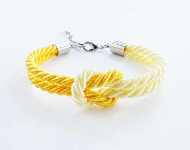Dark/Light yellow knot bracelet - 手链/手环 - 其他材质 黄色