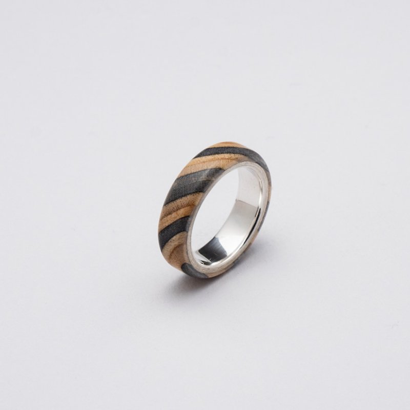 寄木样式戒指R0203007 - 戒指 - 木头 灰色