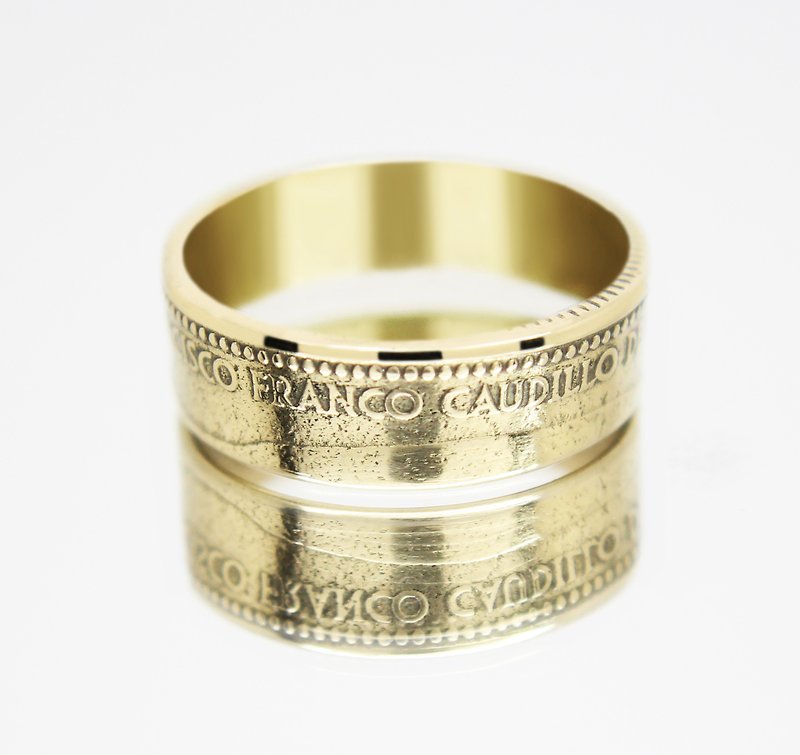 西班牙硬币戒指 1 比塞塔 1947 年，男士硬币戒指，女士硬币戒指 - 戒指 - 其他金属 