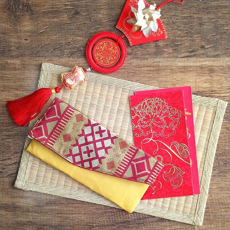【绝版出清】红包收纳袋 (红金) - 化妆包/杂物包 - 棉．麻 红色