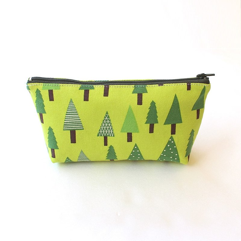 森林小树笔袋(大)/收纳袋 铅笔盒 化妆包 - 铅笔盒/笔袋 - 棉．麻 绿色