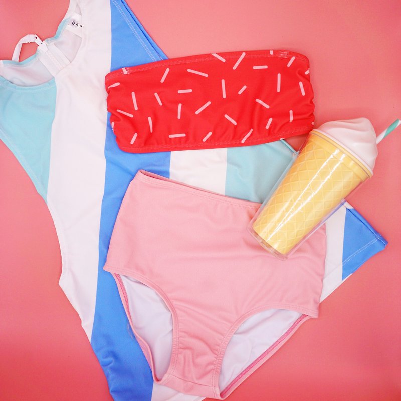 Pastel Candy- 3-piece swimsuit set - 女装泳衣/比基尼 - 聚酯纤维 粉红色