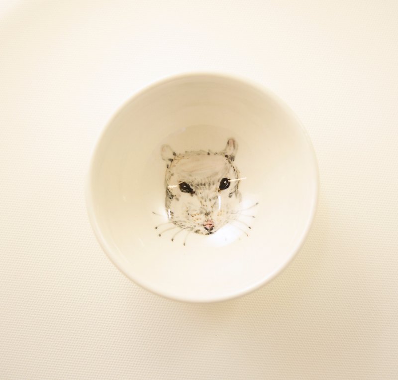 手绘小茶杯-12生肖小杯 老鼠 - 茶具/茶杯 - 瓷 白色